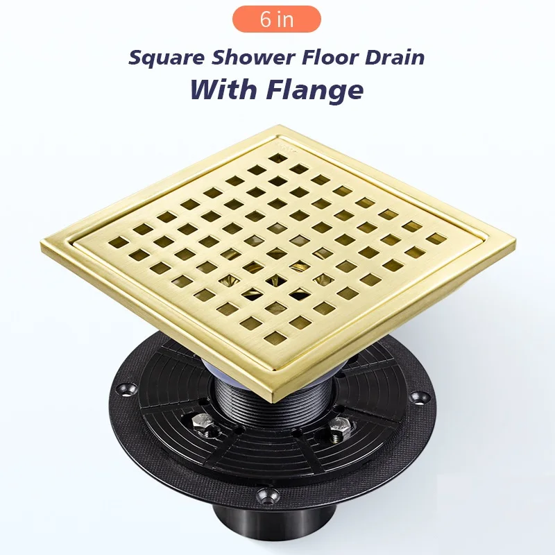 High Quality Black 304 Stainless Steel Floor Drain With Flange 6in 4in Standard American Brushed Gold Floor Drain Connector
High Quality Black 304 Stainless Steel Floor Drain With Flange 6in 4in Standard American Brushed Gold Floor Drain Connector