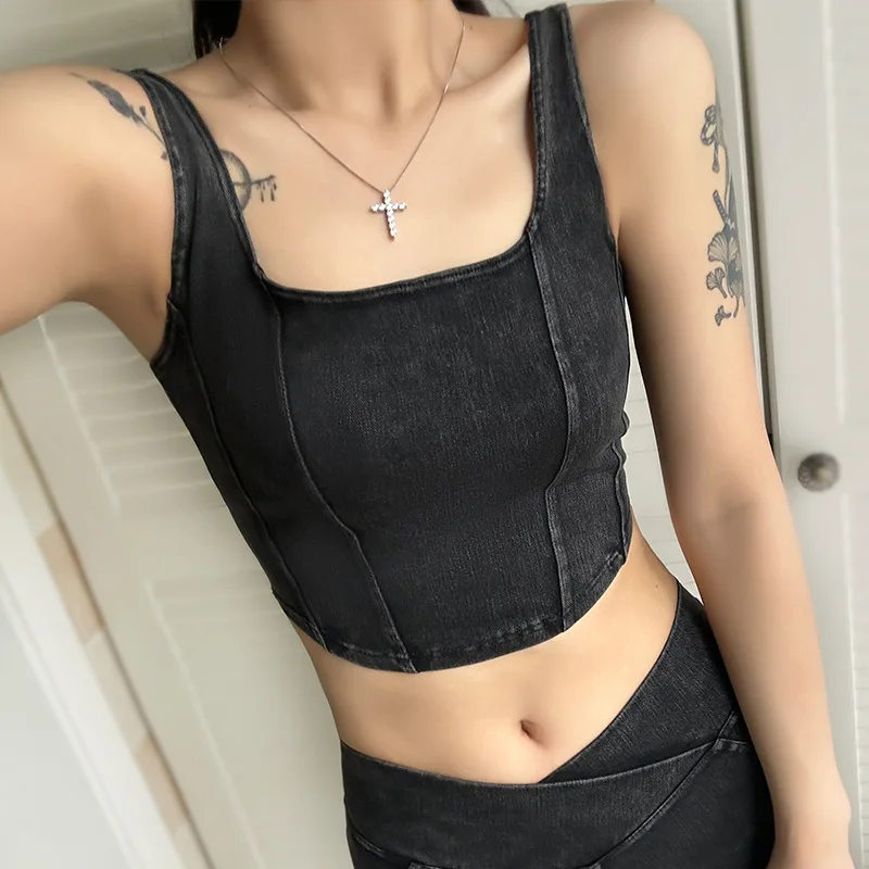 Women’s Denim-Look U-Neck Yoga Sports Vest Summer Slim-Waist Back-Sculpting Stretch Gym Crop Top for Fitness Workout sexy
Women’s Denim-Look U-Neck Yoga Sports Vest Summer Slim-Waist Back-Sculpting Stretch Gym Crop Top for Fitness Workout sexy