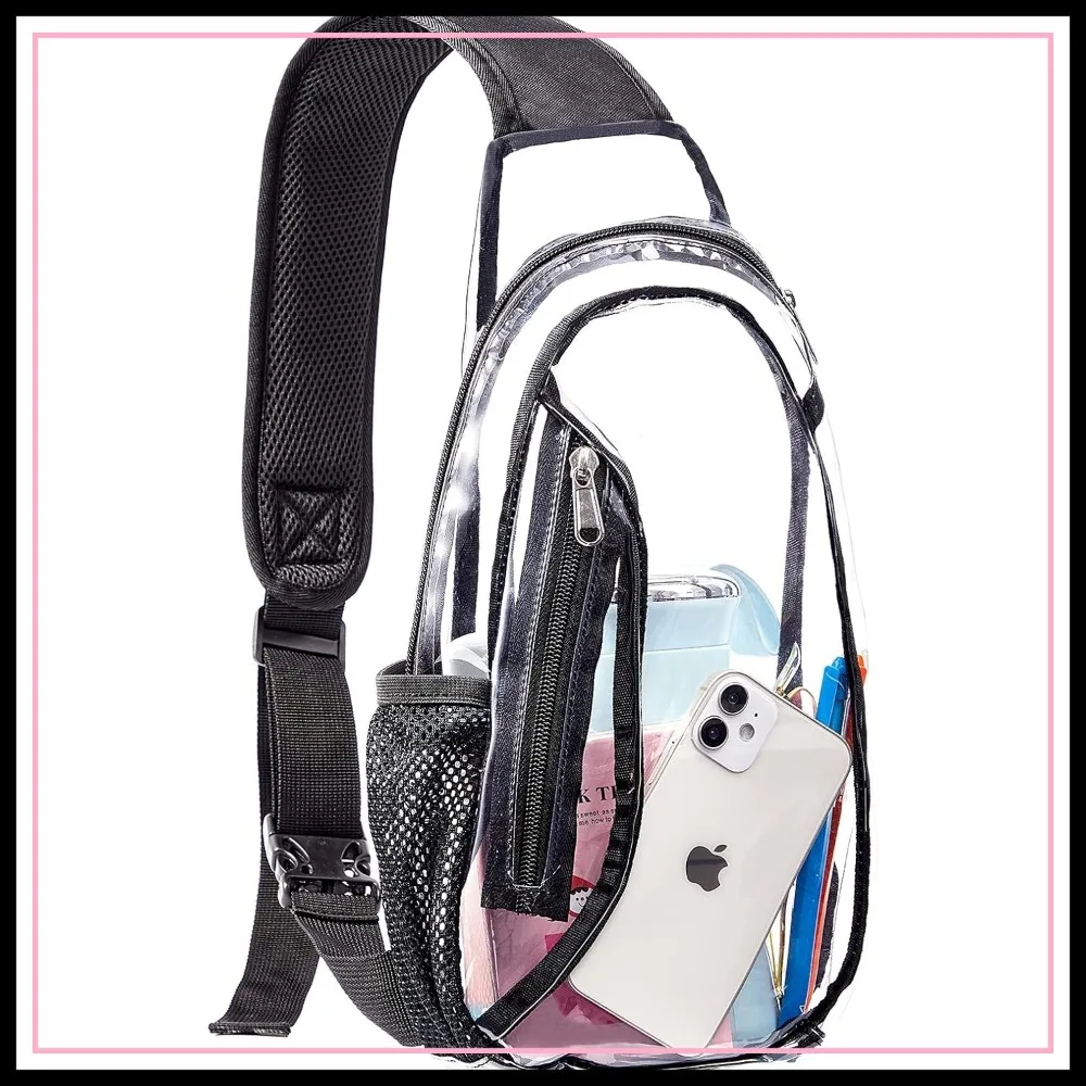 Clear Sling Bag, Stadium Approved PVC Crossbody Backpack, Casual Daypack for Hiking, Concerts
Clear Sling Bag, Stadium Approved PVC Crossbody Backpack, Casual Daypack for Hiking, Concerts