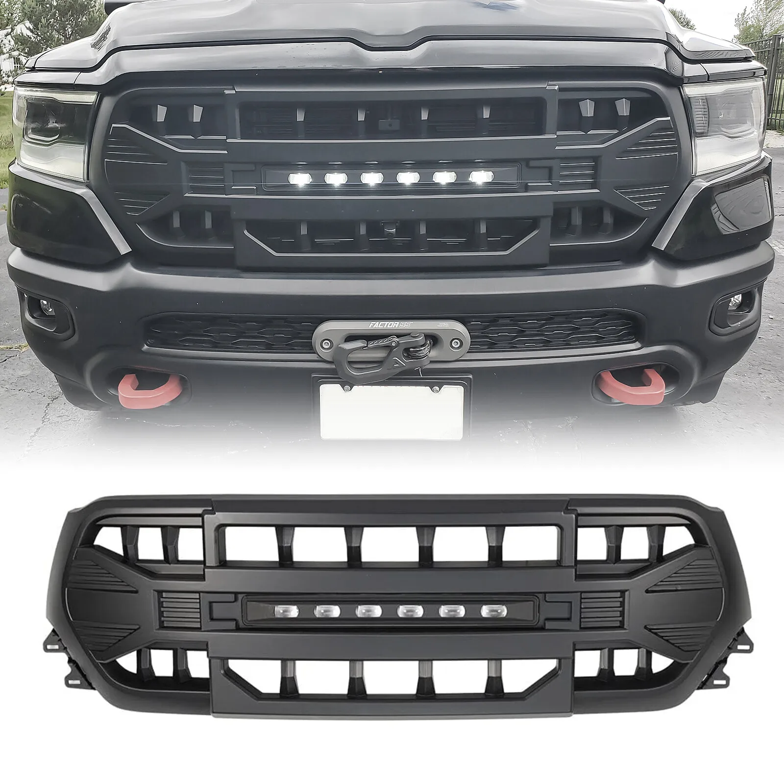 Armor Style Grille Front Bumper Grill With Off-Road Lights For 2019-2023 Ram 1500 New Condition Plastic Car Grills Matte Black
Armor Style Grille Front Bumper Grill With Off-Road Lights For 2019-2023 Ram 1500 New Condition Plastic Car Grills Matte Black