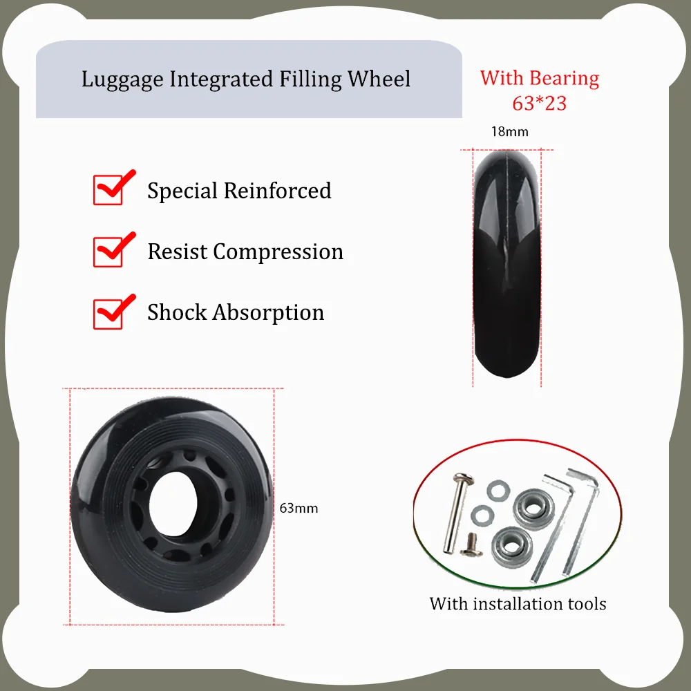 63-23 Luggage Wheel Accessories Trolley Case Single Universal Wheel Leather Luggage Rim Wear-Resistant Mute Wheel Repalcement
63-23 Luggage Wheel Accessories Trolley Case Single Universal Wheel Leather Luggage Rim Wear-Resistant Mute Wheel Repalcement