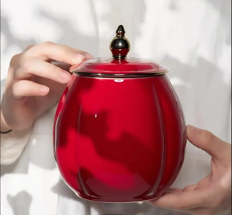 Red Ceramic Tea Caddy Large Capacity Sealed Storage Jar Living Room Desktop Ornament Modern Home Furnishing Decoration
Red Ceramic Tea Caddy Large Capacity Sealed Storage Jar Living Room Desktop Ornament Modern Home Furnishing Decoration