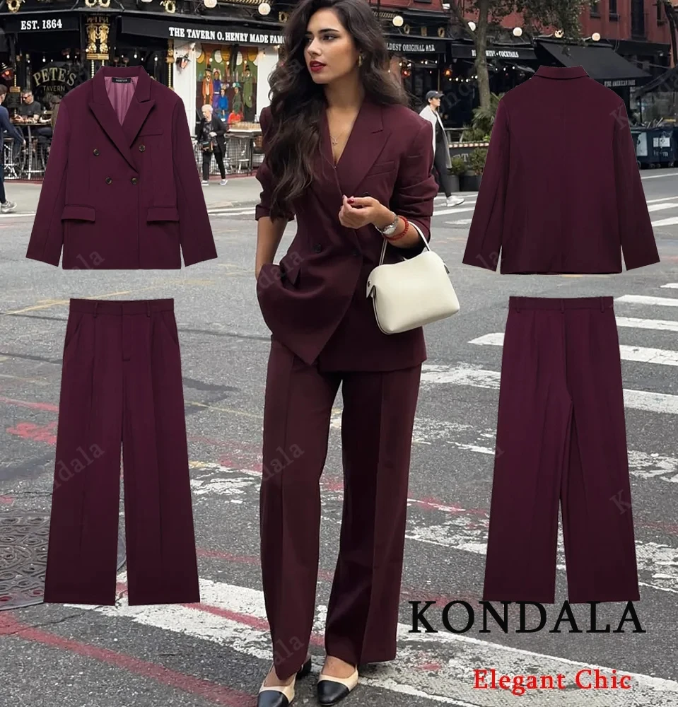 KONDALA-Женский элегантный пиджак, двубортный пиджак или комплект брюк, новинка 2025, модный весенне-осенний уличный романтический пиджак Se 
KONDALA-Женский элегантный пиджак, двубортный пиджак или комплект брюк, новинка 2025, модный весенне-осенний уличный романтический пиджак Se