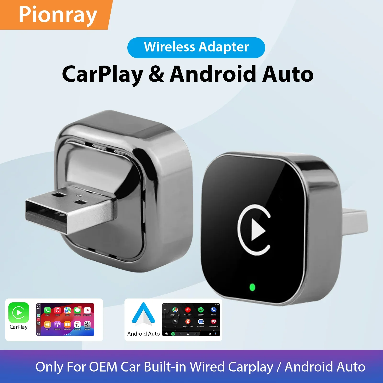 Новый беспроводной адаптер CarPlay Pionray 2 в 1 и беспроводной адаптер Android Auto, Wi-Fi 5 ГГц Type-C/USB Plug Play Wireless CarPlay
Новый беспроводной адаптер CarPlay Pionray 2 в 1 и беспроводной адаптер Android Auto, Wi-Fi 5 ГГц Type-C/USB Plug Play Wireless CarPlay