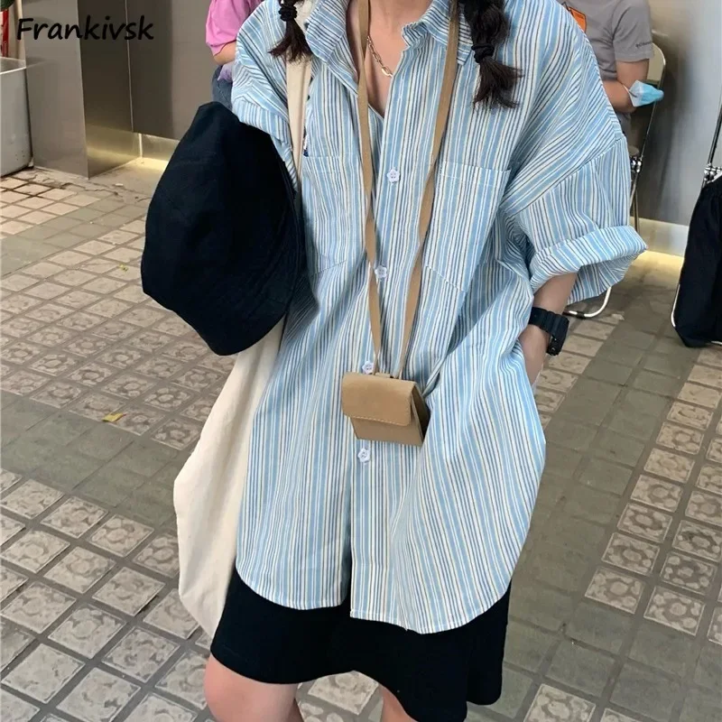 Shirts Women Striped Causal All-match Summer Comfortable Baggy Short Sleeve Button Breathable Korean Fashion Schoolgirls Daily
Shirts Women Striped Causal All-match Summer Comfortable Baggy Short Sleeve Button Breathable Korean Fashion Schoolgirls Daily