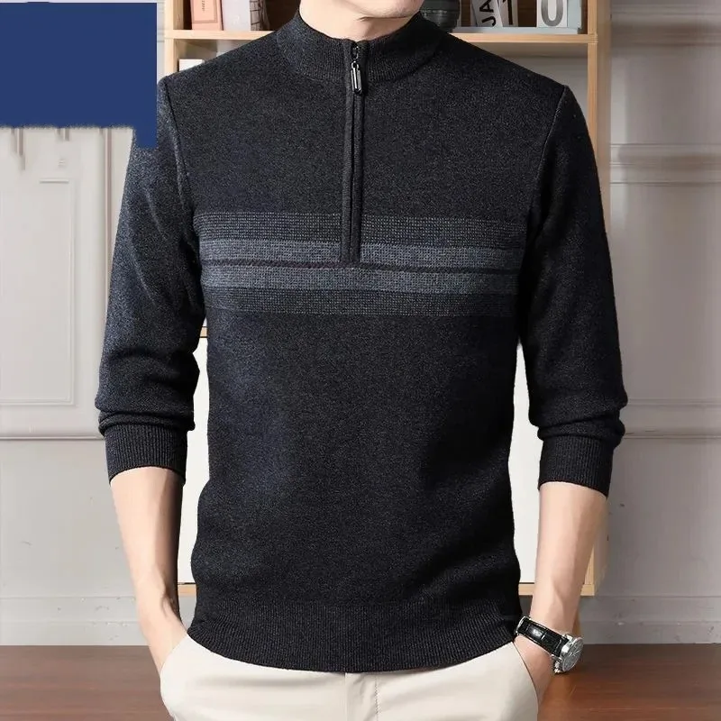 Warm Men's Winter Zipper Half Turtleneck Sweater Thickened Middle-aged New Style Knitted Base Layer
Warm Men's Winter Zipper Half Turtleneck Sweater Thickened Middle-aged New Style Knitted Base Layer
