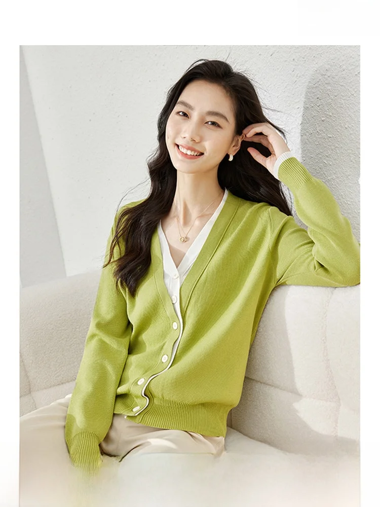 Ele V-Ne Knitwear Top Women's Faion Autumn 2025 New Sle Slimming Polyester Fiber Long Sve Buttoned Cardigan
Ele V-Ne Knitwear Top Women's Faion Autumn 2025 New Sle Slimming Polyester Fiber Long Sve Buttoned Cardigan