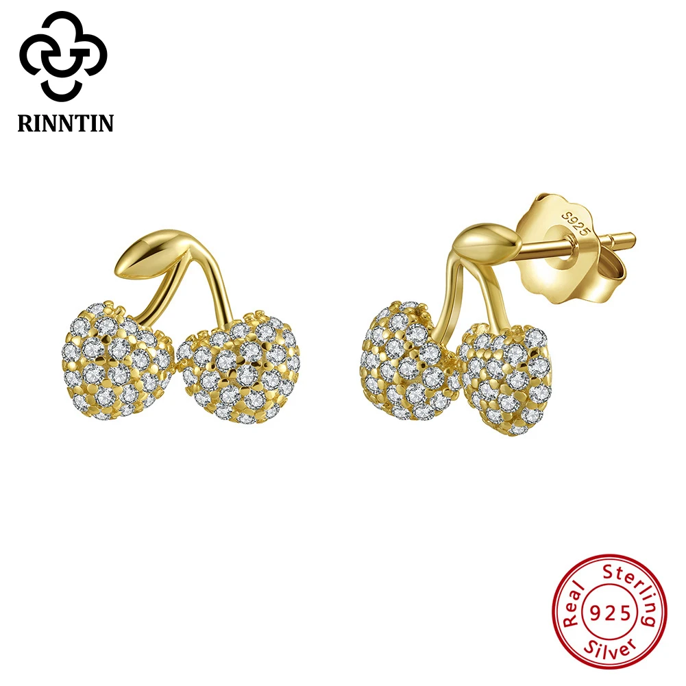 Rinntin Cute Shiny Cherry Shaped Stud Earrings with 5A Zircon Chic Daily Jewelry Real 925 Silver Fruit Trendy Accessory APE146
Rinntin Cute Shiny Cherry Shaped Stud Earrings with 5A Zircon Chic Daily Jewelry Real 925 Silver Fruit Trendy Accessory APE146