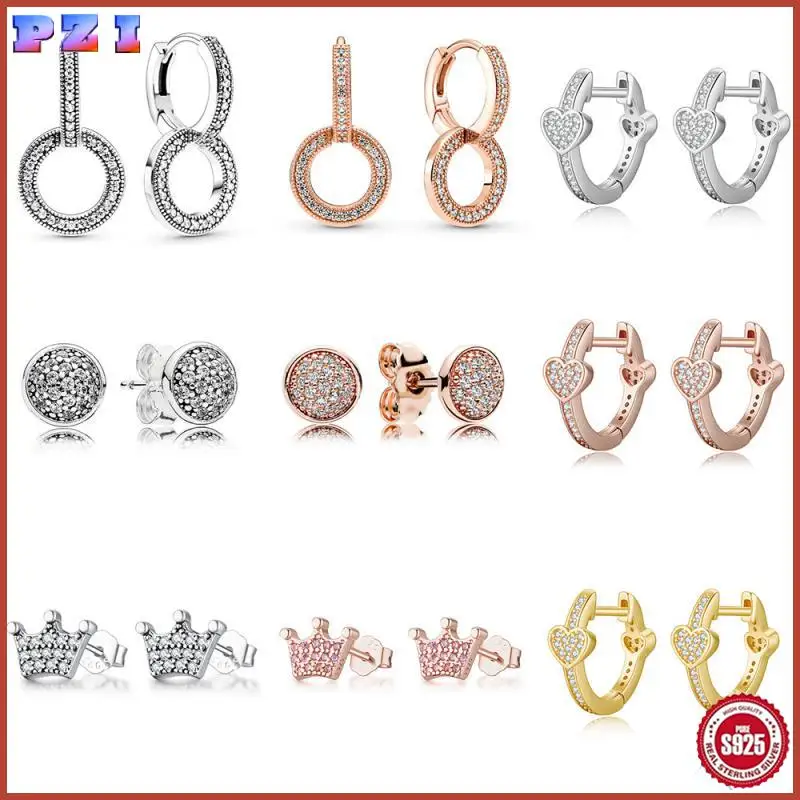 1 Pair 925 Sterling Silver Earrings Rose Gold Crown Circular Shape Diy Zircon For Women Wedding Party Jewelry Gift
1 Pair 925 Sterling Silver Earrings Rose Gold Crown Circular Shape Diy Zircon For Women Wedding Party Jewelry Gift