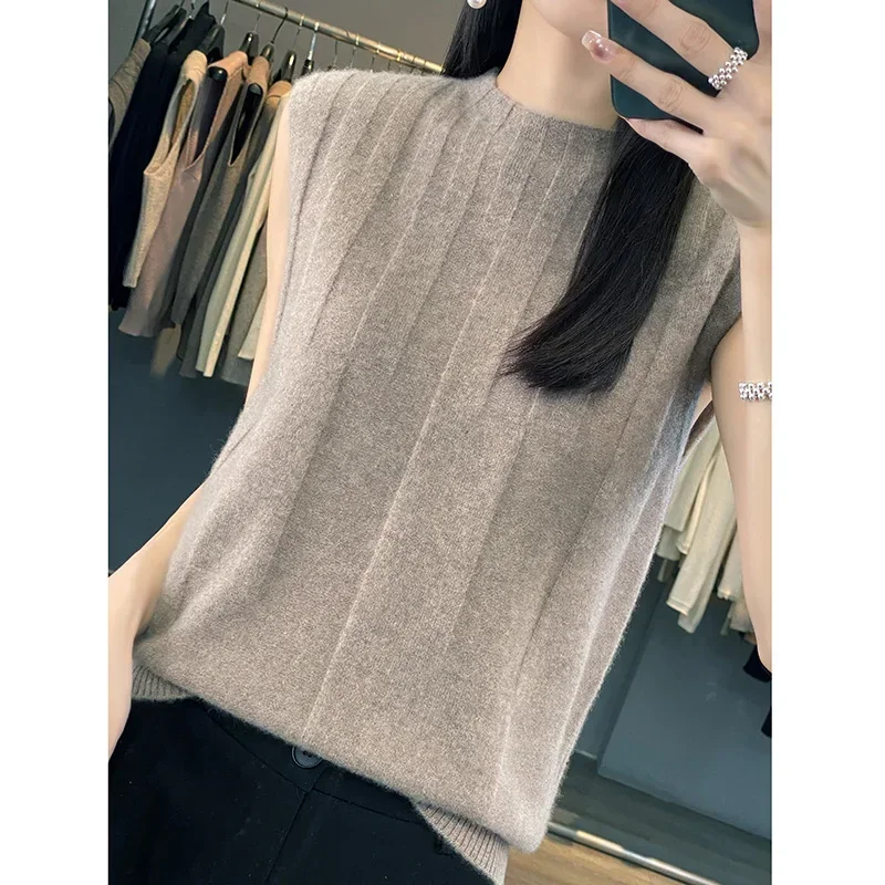 Imitation Wool Knitted Sleeveless Women's Round Neck T-Shirt Solid Color Pullover Summer Vest Korean Version Top N64
Imitation Wool Knitted Sleeveless Women's Round Neck T-Shirt Solid Color Pullover Summer Vest Korean Version Top N64