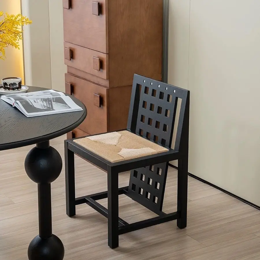 Art Back Black Designer Grid Chair Study Vintage Solid Wood Armrest Dining Chair
Art Back Black Designer Grid Chair Study Vintage Solid Wood Armrest Dining Chair