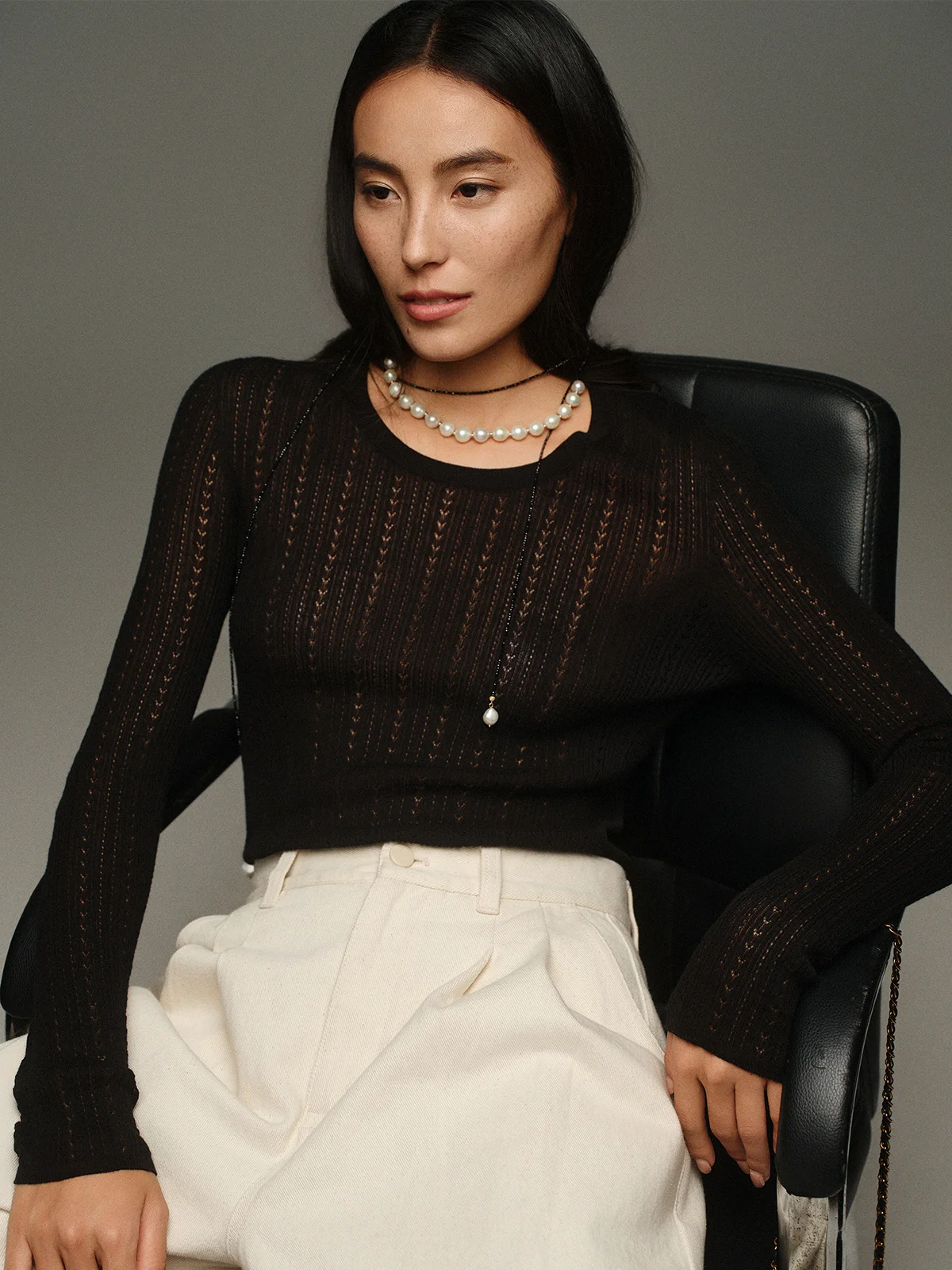 Sl Mixed Lace Knit Cotton T-irt Hollow out Design Strong Twist Cotton Knitted Base Women's Faion Autumn Long Sve
Sl Mixed Lace Knit Cotton T-irt Hollow out Design Strong Twist Cotton Knitted Base Women's Faion Autumn Long Sve