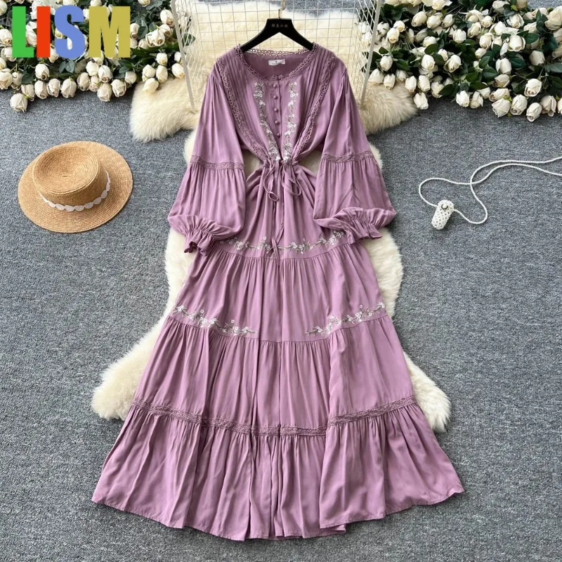 LISM Party dresses Chic vintage Spliced lace print Elegant Fairy korean fashion Boho Sundress women clothing Long dress
LISM Party dresses Chic vintage Spliced lace print Elegant Fairy korean fashion Boho Sundress women clothing Long dress
