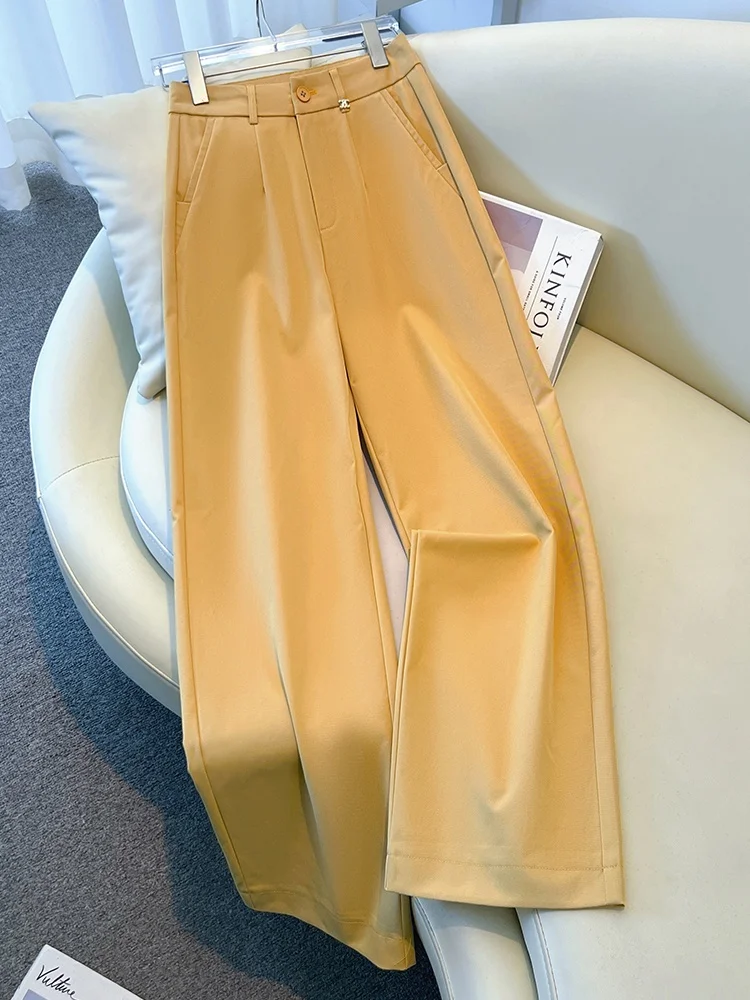 Yellow Slim Wide Leg Pants Women's Summer Thin New Fashion Casual Nine Point Straight Suit Pants High Waist Korean Style Commute
Yellow Slim Wide Leg Pants Women's Summer Thin New Fashion Casual Nine Point Straight Suit Pants High Waist Korean Style Commute