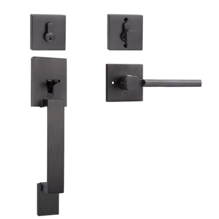 Front Door Handleset, Heavy Duty Exterior Door Lock with Deadbolt, Single Cylinder Deadbolt with Handle, Right or Left Handed,,
Front Door Handleset, Heavy Duty Exterior Door Lock with Deadbolt, Single Cylinder Deadbolt with Handle, Right or Left Handed,,