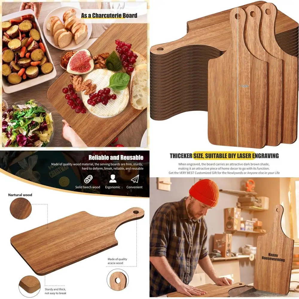 24-Pack 11x5 Inch Mini Acacia Wood Charcuterie Boards with Handle for Serving, DIY, Weddings, Birthdays, and Housewarming Gifts
24-Pack 11x5 Inch Mini Acacia Wood Charcuterie Boards with Handle for Serving, DIY, Weddings, Birthdays, and Housewarming Gifts