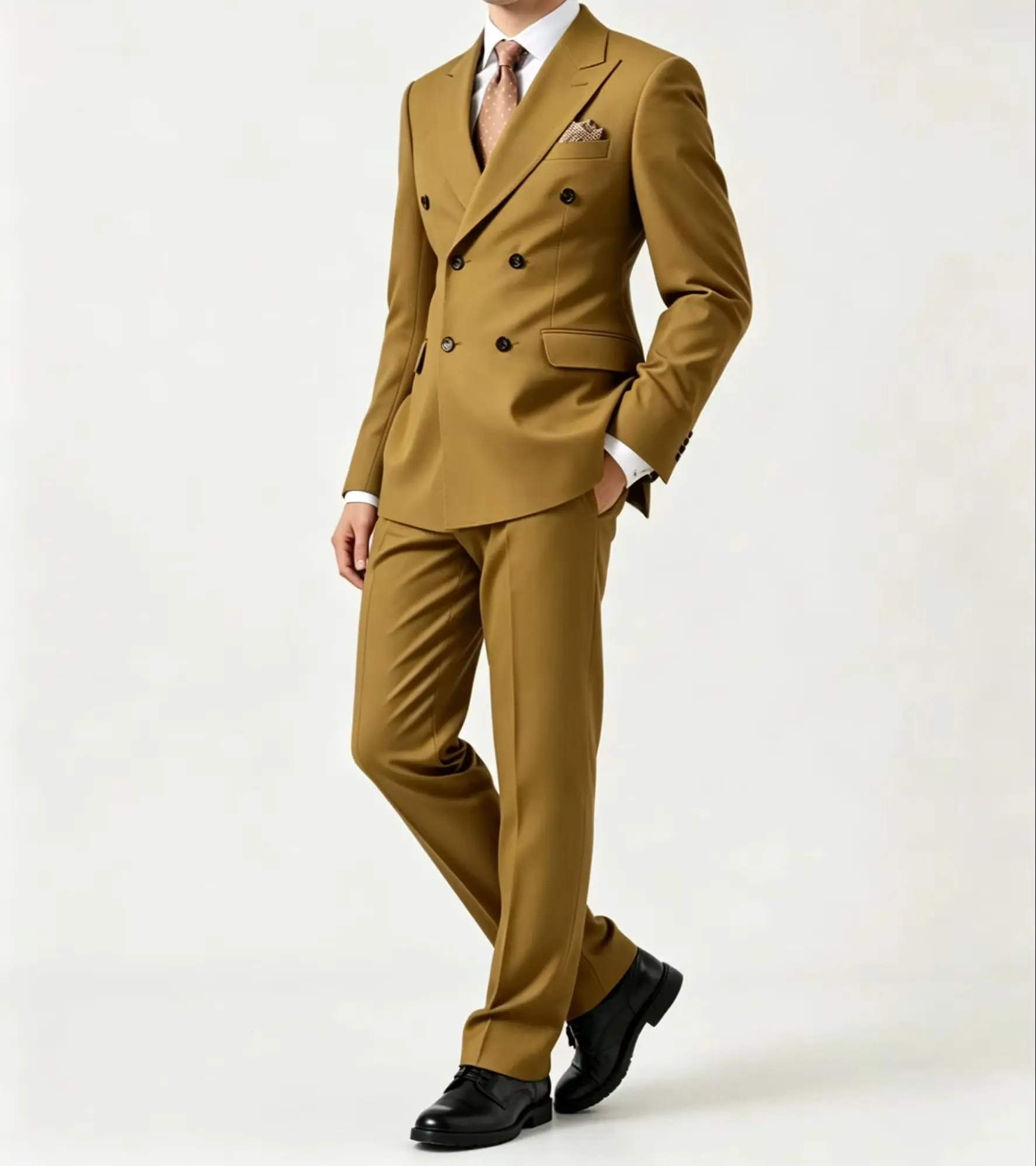 Men's Mustard Yellow Double Breasted Suit, Luxury Peak Lapel Formal Blazer & Pants, Wedding Business Outfit
Men's Mustard Yellow Double Breasted Suit, Luxury Peak Lapel Formal Blazer & Pants, Wedding Business Outfit