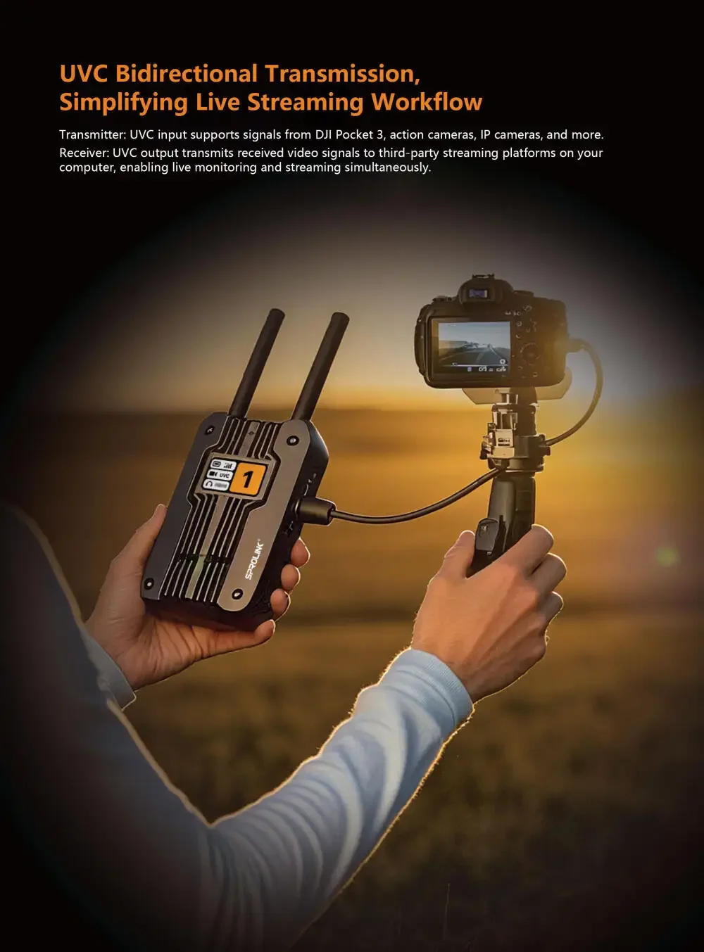 Sprolink Airlink 4K Wireless HDMI UVC Transmitter 300M 1000FT Long Range Adapter for Live Streaming Broadcast Recording
Sprolink Airlink 4K Wireless HDMI UVC Transmitter 300M 1000FT Long Range Adapter for Live Streaming Broadcast Recording