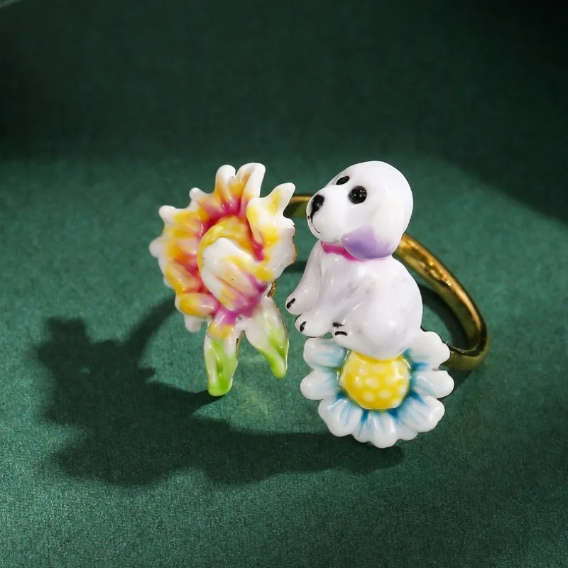 2025 Spring New Arrival Fashion Handmade Enamel White Puppy Dog Blue Flowe Open Ring Cute Pet Adjustable Ring Gifts for Women
2025 Spring New Arrival Fashion Handmade Enamel White Puppy Dog Blue Flowe Open Ring Cute Pet Adjustable Ring Gifts for Women