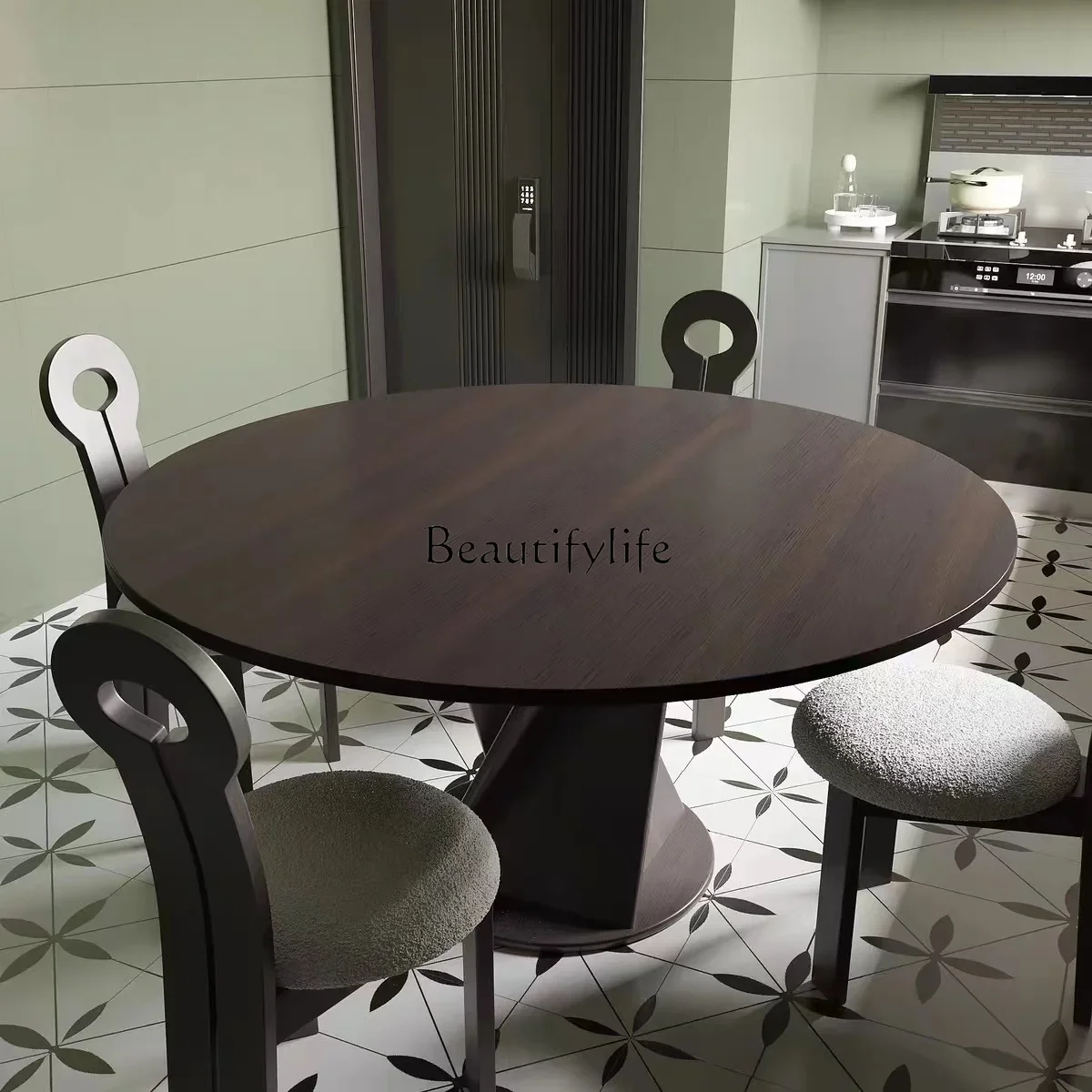 Modern Chinese light luxury household solid wood dining table small apartment black walnut color
Modern Chinese light luxury household solid wood dining table small apartment black walnut color