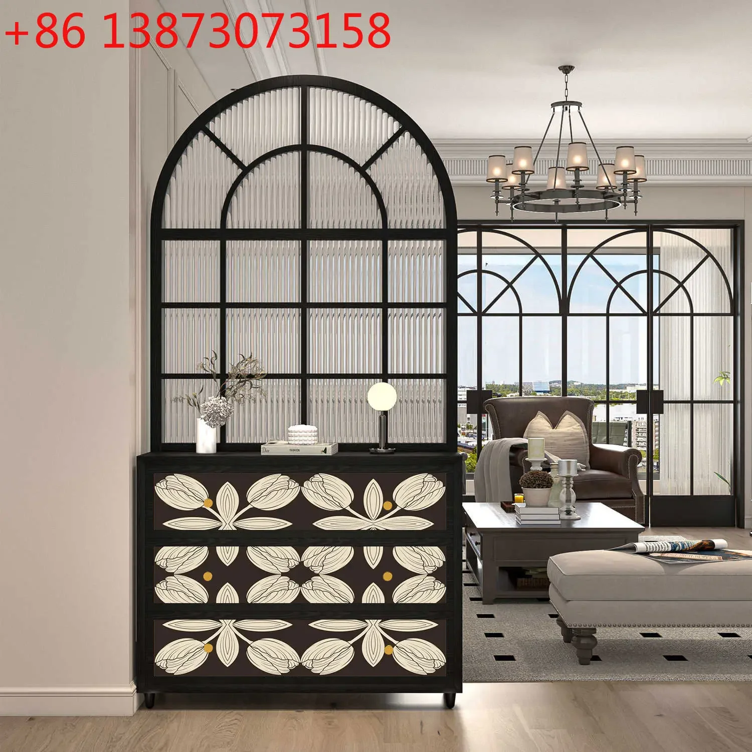 French retro abstract solid wood entry door screen Changhong glass partition living room storage locker
French retro abstract solid wood entry door screen Changhong glass partition living room storage locker