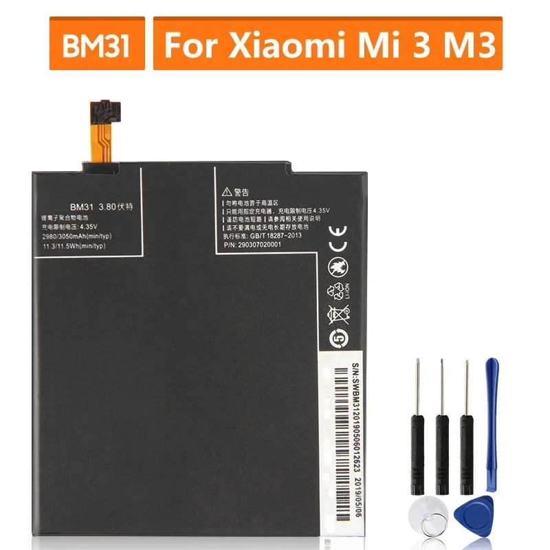 2024 Production Replacement Phone Battery BM31For Xiaomi Mi 3 M3 Mi3 Rechargable Li-ion Batteries 3050mAh High-Quality
2024 Production Replacement Phone Battery BM31For Xiaomi Mi 3 M3 Mi3 Rechargable Li-ion Batteries 3050mAh High-Quality