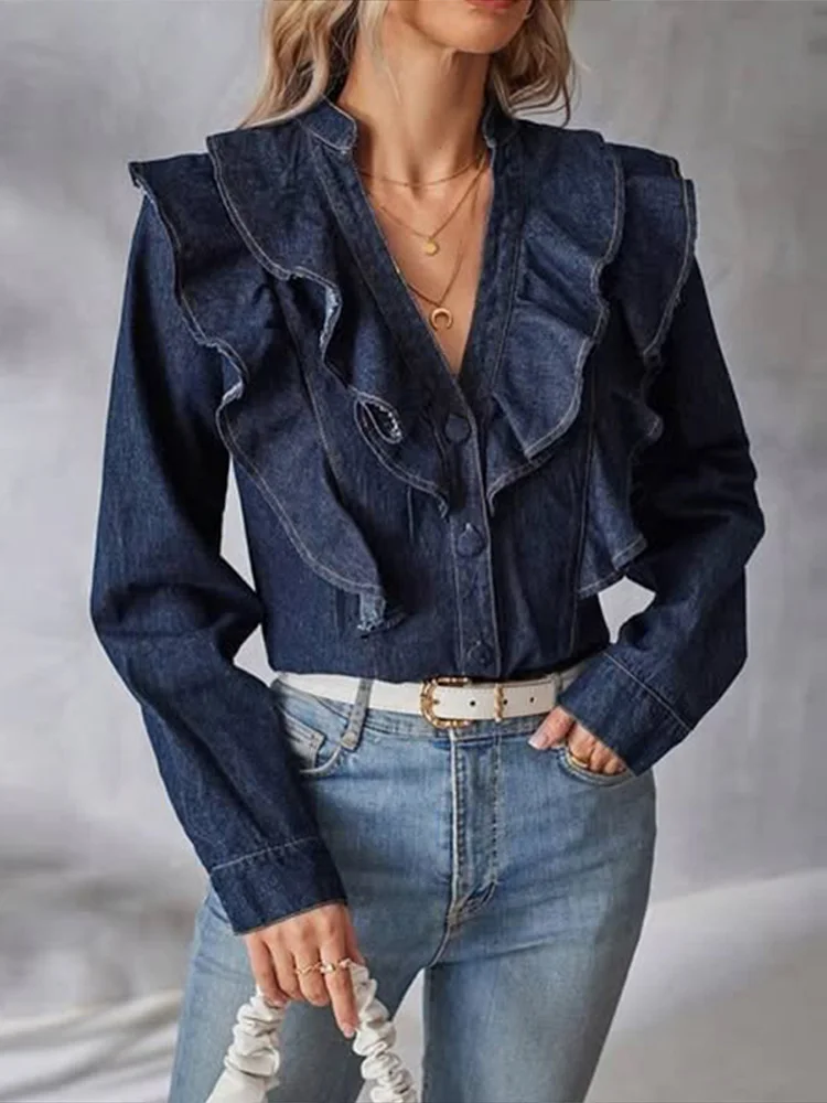 V-neck Pleat Baggy Women Denim Tops Pants 2 Piece Sets Long Sleeves Stacked Shirt Straight Baggy Jeans Suits Casual Streetwear
V-neck Pleat Baggy Women Denim Tops Pants 2 Piece Sets Long Sleeves Stacked Shirt Straight Baggy Jeans Suits Casual Streetwear