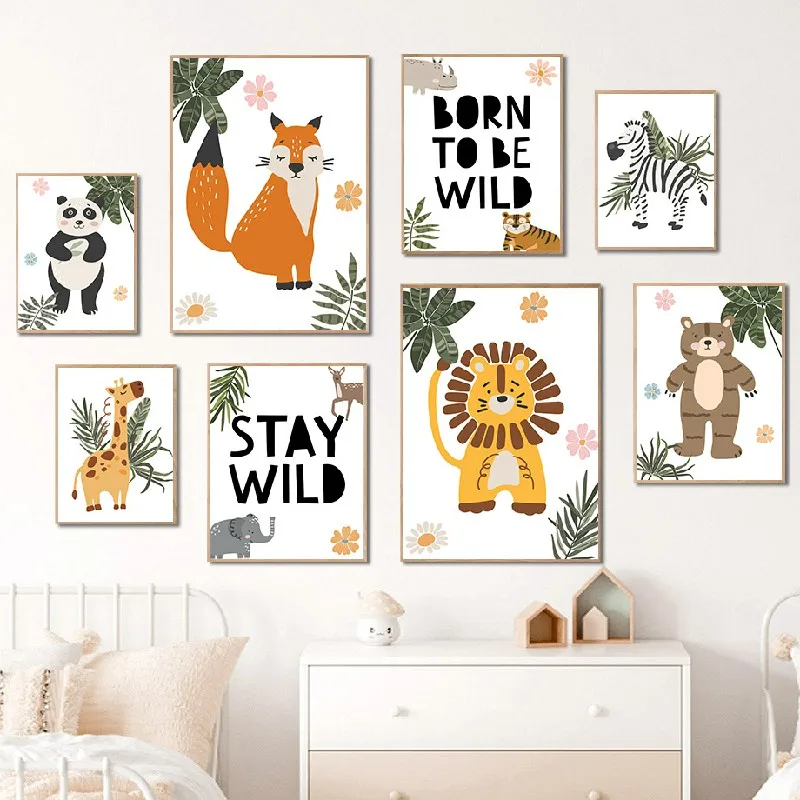 Jungle Lion Zebra elephant giraffe Panda Fox Poster and print wall art canvas wall picture Baby child room decoration
Jungle Lion Zebra elephant giraffe Panda Fox Poster and print wall art canvas wall picture Baby child room decoration