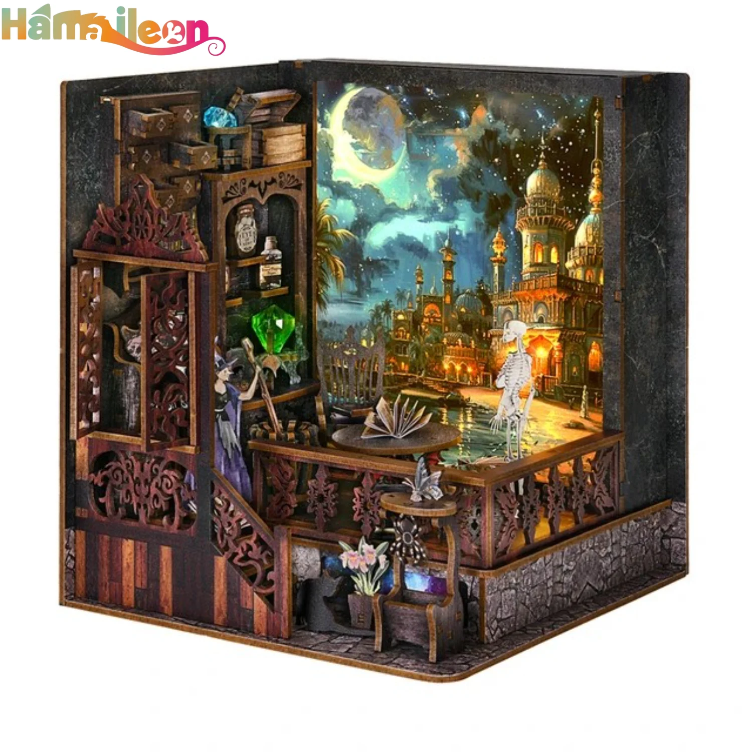 Hamaileon DIY Book Nook Kit, Dollhouse, Booknook Bookshelf Insert Decor Alley 3D Wooden Puzzle, with LED Light(Magic Town)
Hamaileon DIY Book Nook Kit, Dollhouse, Booknook Bookshelf Insert Decor Alley 3D Wooden Puzzle, with LED Light(Magic Town)
