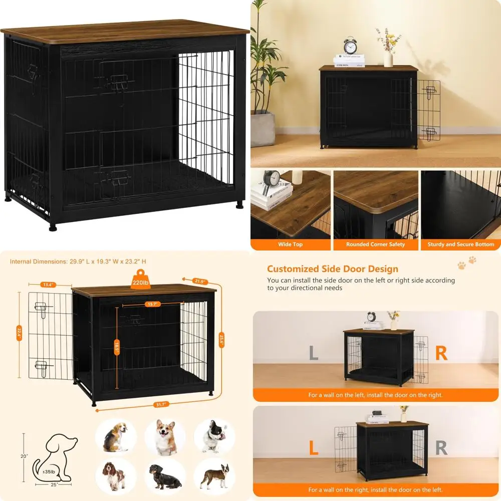 Деревянный ящик для собак среднего размера с подушкой, мебель для домашних питомников с двойной дверью, черный, подходит для средних пород
Деревянный ящик для собак среднего размера с подушкой, мебель для домашних питомников с двойной дверью, черный, подходит для средних пород