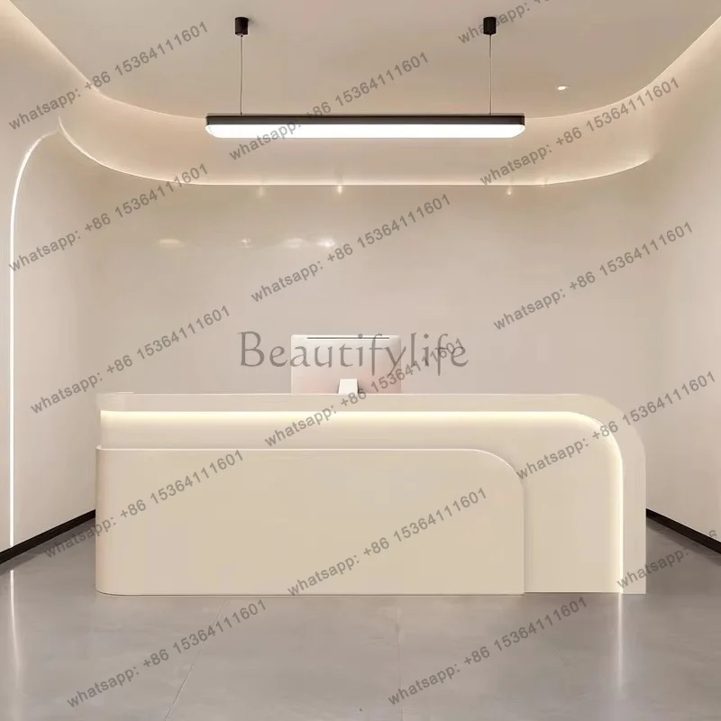 LJY Beauty Salon Reception Desks Aesthetic Minimalist Design European Reception Desks Luxury Curved Mostrador Trendy Furniture
LJY Beauty Salon Reception Desks Aesthetic Minimalist Design European Reception Desks Luxury Curved Mostrador Trendy Furniture