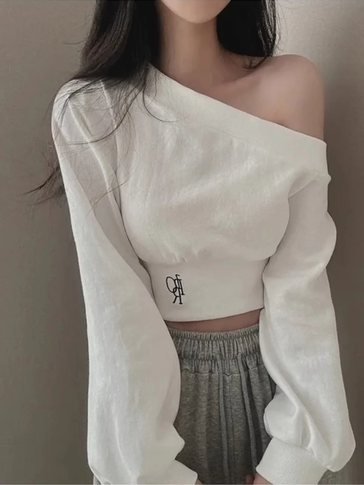 Long Sleeve Hoodie Women's Autumn Winter Short Style Shoulder Exposure Asymmetrical Neckline Slimming Waist Design Casual Wear
Long Sleeve Hoodie Women's Autumn Winter Short Style Shoulder Exposure Asymmetrical Neckline Slimming Waist Design Casual Wear