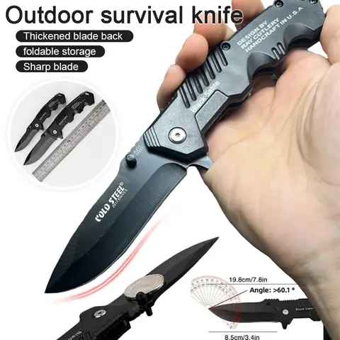Multi functional stainless steel high hardness sharp self-defense thickened small knife, portable field survival folding knife