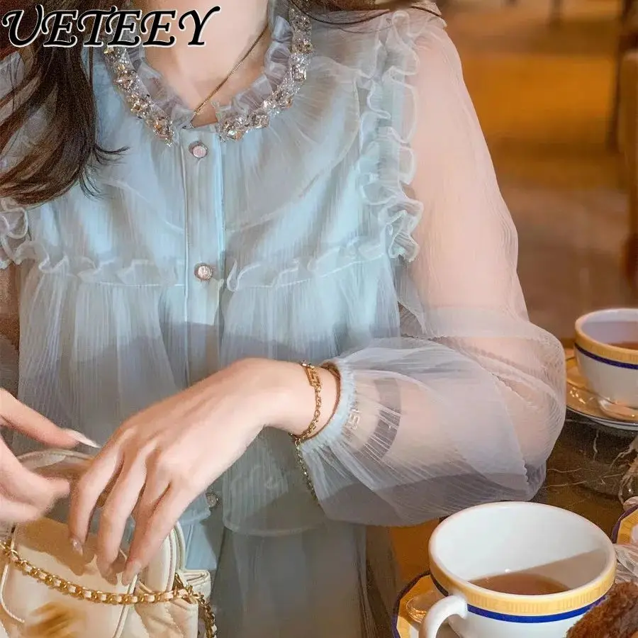 High-end Celebrity Temperament Diamond Design Long-sleeved Shirts Sweet Elegant Spring Summer Blouse Top Hollow Chiffon Shirt
High-end Celebrity Temperament Diamond Design Long-sleeved Shirts Sweet Elegant Spring Summer Blouse Top Hollow Chiffon Shirt