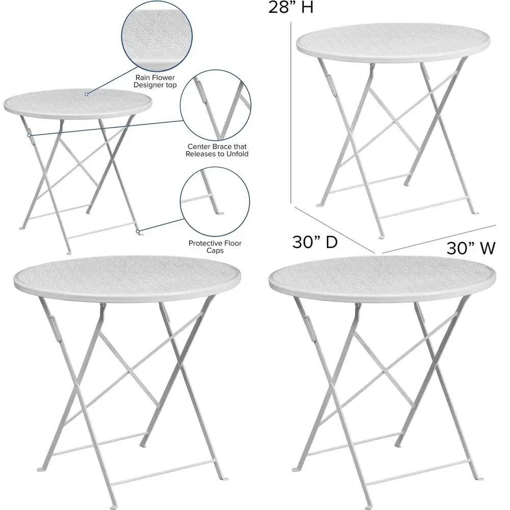 30 White Steel Outdoor Patio Table - Commercial-Grade Folding Design
30 White Steel Outdoor Patio Table - Commercial-Grade Folding Design