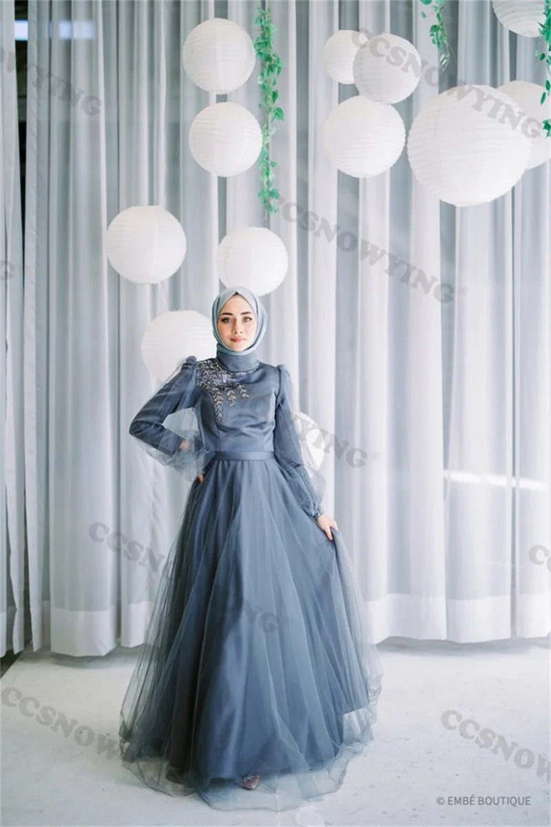 Full Sleeve Muslim Evening Dresses Tulle Appliques High Neck Hijab Islamic Formal Party Gown Arabic Dubai Women Robes De Soirée
Full Sleeve Muslim Evening Dresses Tulle Appliques High Neck Hijab Islamic Formal Party Gown Arabic Dubai Women Robes De Soirée