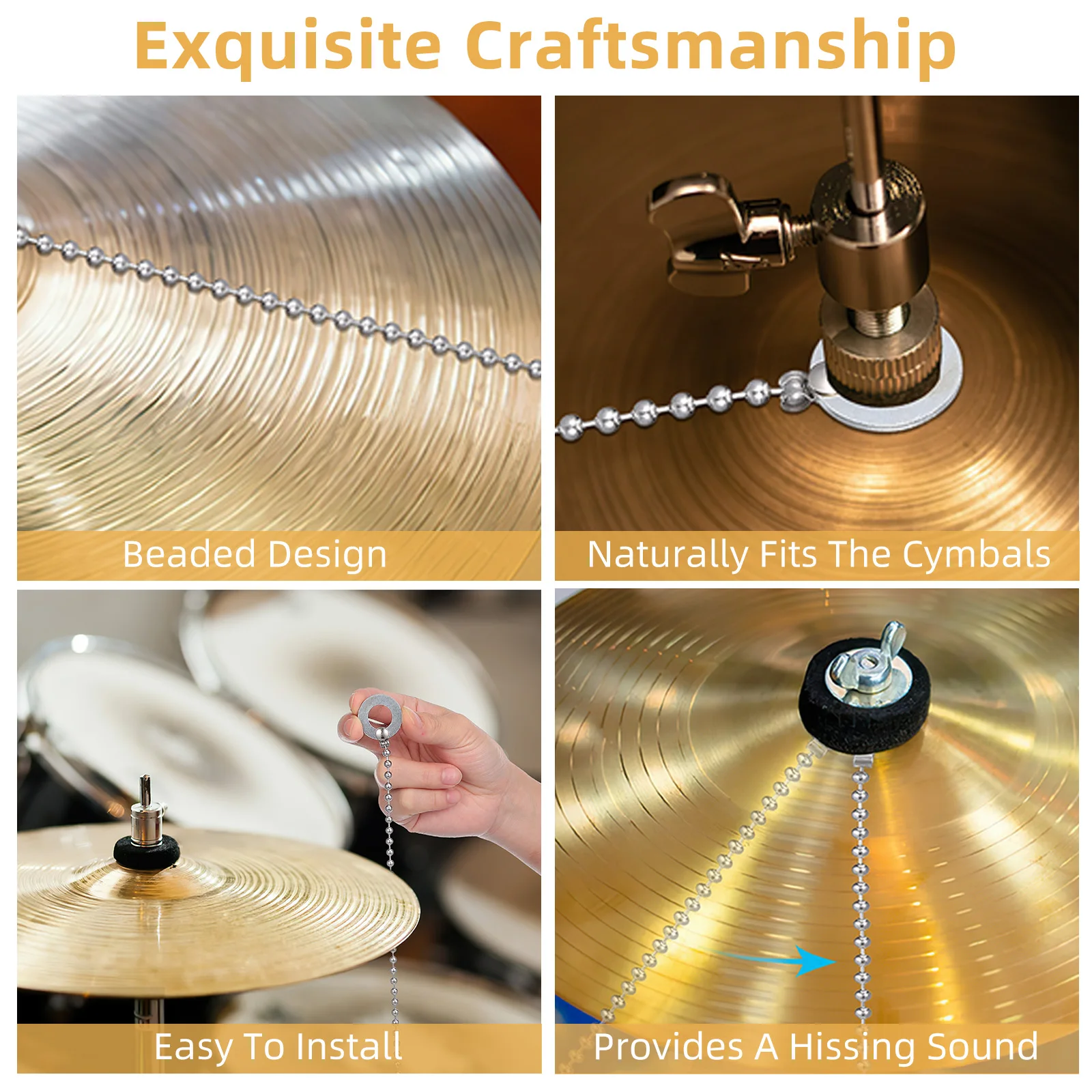 Flexible Aluminum Alloy Cymbal Sizzler for Drum Set Extension Chain for Ride Crash Effect Cymbals Long Term Use Easy to Apply
Flexible Aluminum Alloy Cymbal Sizzler for Drum Set Extension Chain for Ride Crash Effect Cymbals Long Term Use Easy to Apply