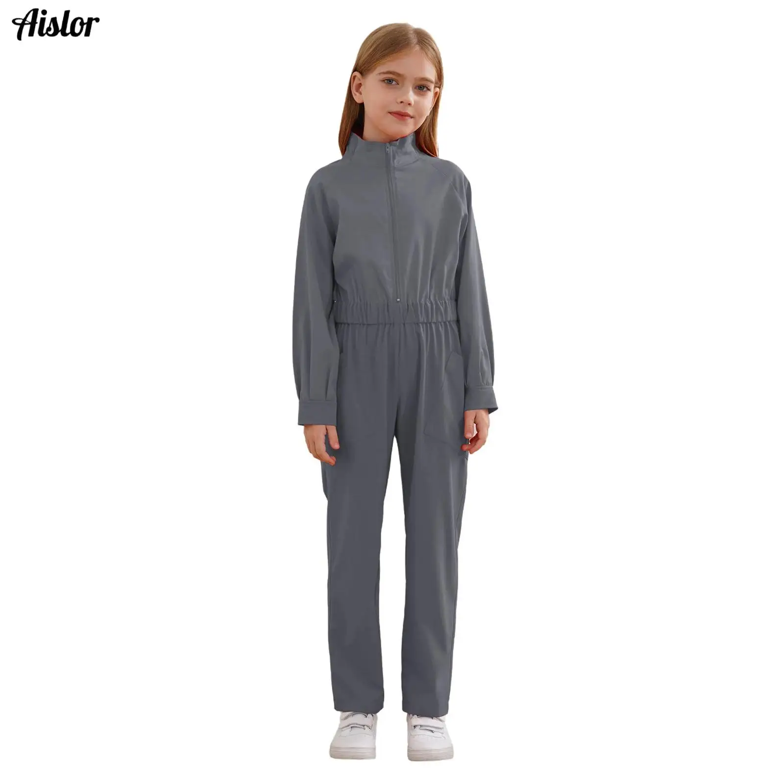 Kids Girls Overalls Jumpsuit Spring Autumn Casual Clothing Solid Color Long Sleeve Stand Collar Zipper Pockets Rompers Playsuit
Kids Girls Overalls Jumpsuit Spring Autumn Casual Clothing Solid Color Long Sleeve Stand Collar Zipper Pockets Rompers Playsuit