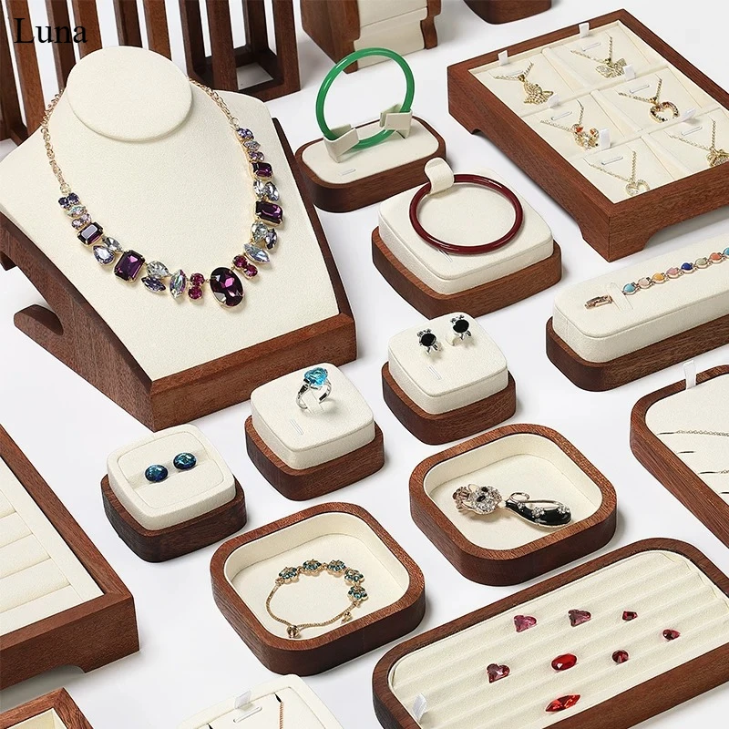 Solid Wood & Microfiber Jewelry Display Stand, Necklace Bracelet Pendant Holder, Counter Showcase Tray for Store Prop
Solid Wood & Microfiber Jewelry Display Stand, Necklace Bracelet Pendant Holder, Counter Showcase Tray for Store Prop