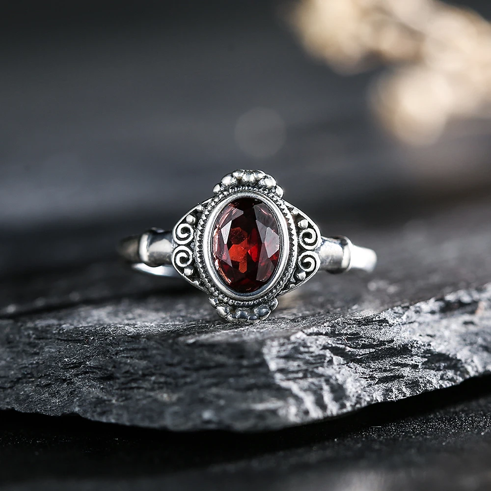 Natural Garnet 7x5mm Crystal Ring 925 Silver Retro Carving Set, Classic Elegant Personalized Women's Jewelry, Birthday Gift
Natural Garnet 7x5mm Crystal Ring 925 Silver Retro Carving Set, Classic Elegant Personalized Women's Jewelry, Birthday Gift