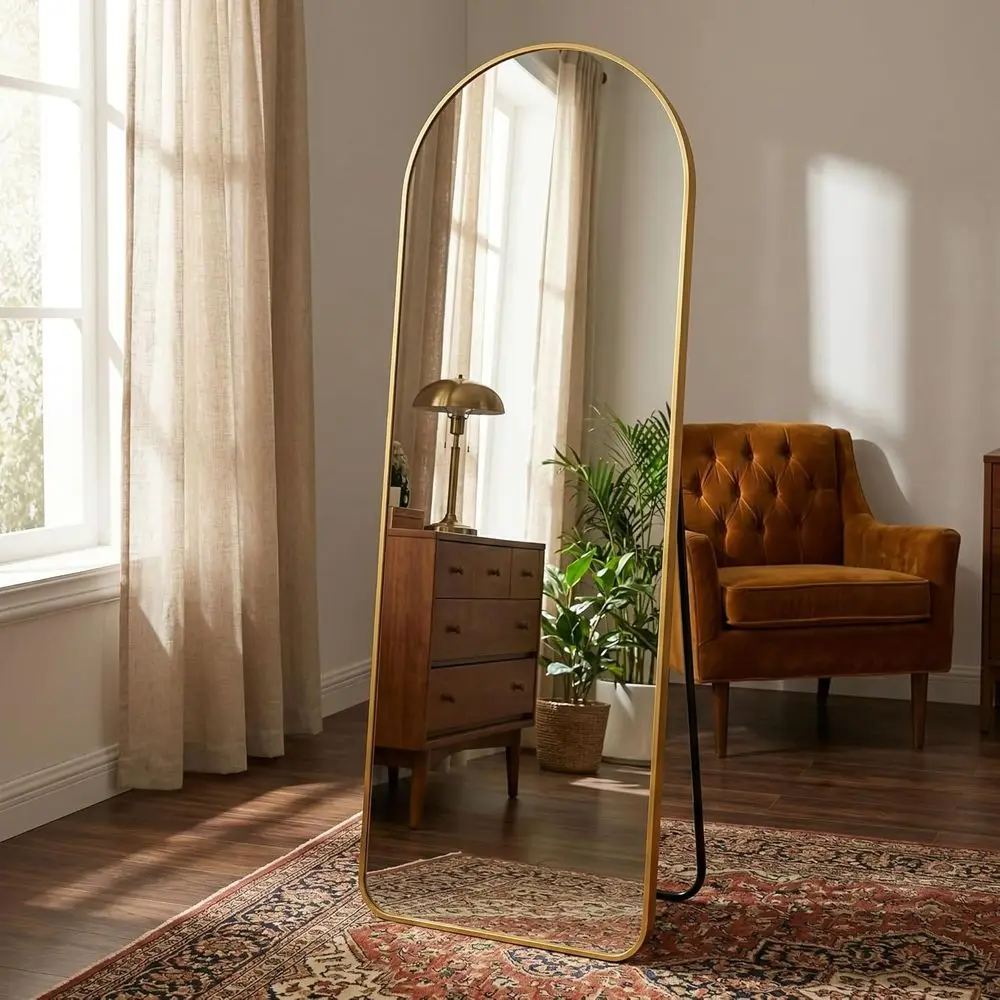 Large 64x21 Arched Floor Standing Mirror with Stand, Ideal for Bedroom or Living Room, Gold
Large 64x21 Arched Floor Standing Mirror with Stand, Ideal for Bedroom or Living Room, Gold