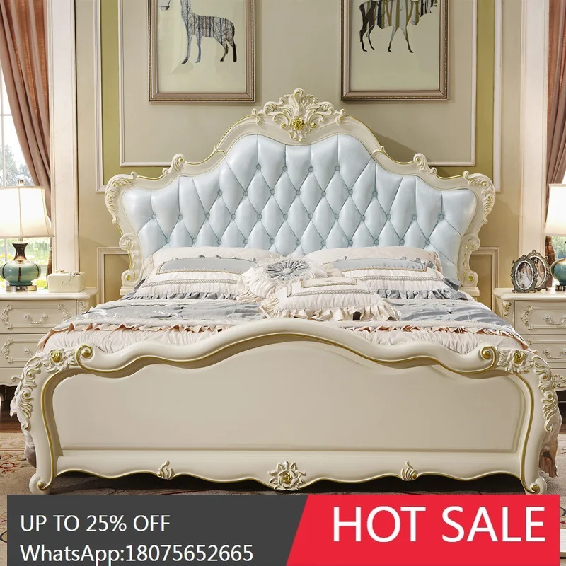 SGF French Style Genuine Leather Wedding Bed, Elegant Master Bedroom Double European Style Light Luxury Solid Wood Bed
SGF French Style Genuine Leather Wedding Bed, Elegant Master Bedroom Double European Style Light Luxury Solid Wood Bed