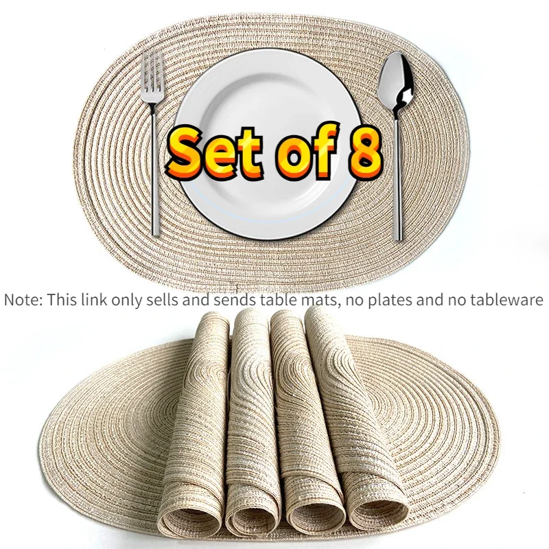 8pcs Oval Table Mats Braided Placemats Dining Tables Woven Plate Mats Insulation Drink Cup Coasters Non-Slip Tableware Bowl Pads
8pcs Oval Table Mats Braided Placemats Dining Tables Woven Plate Mats Insulation Drink Cup Coasters Non-Slip Tableware Bowl Pads