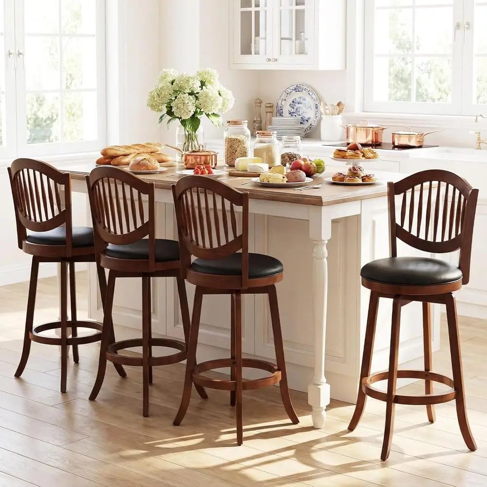 Set of 4, 30 High Backrest Bar Stools with Upholstered Seats for Kitchen Island and Dining Room
Set of 4, 30 High Backrest Bar Stools with Upholstered Seats for Kitchen Island and Dining Room