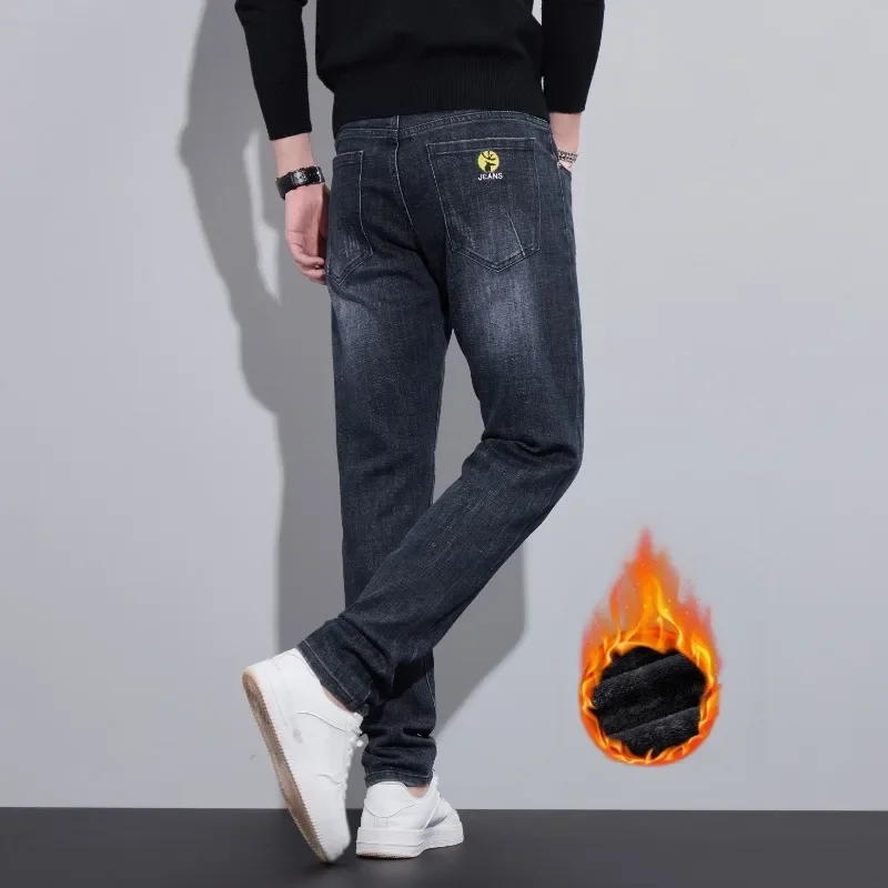 Winter Black and Gray Fleece Jeans for Men Straight Slim Stretch Casual Trend Versatile Simple Thickened Trousers Blue Gray
Winter Black and Gray Fleece Jeans for Men Straight Slim Stretch Casual Trend Versatile Simple Thickened Trousers Blue Gray