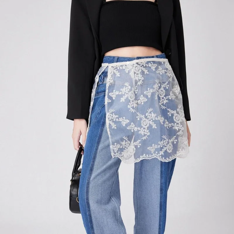 Embroidery Flower Lace Sheer Half Skirt Hip Scarf Women Aesthetic See Through Apron Skirt Side Button Covering Overskirt
Embroidery Flower Lace Sheer Half Skirt Hip Scarf Women Aesthetic See Through Apron Skirt Side Button Covering Overskirt
