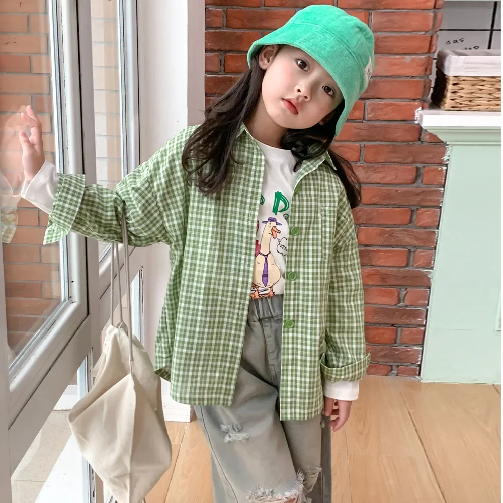 Children Shirt Neutral Style Child Top 2024 Spring Autumn Kids Green Plaid Blouses Fashion Trend Casual Shirts for Boys and Girl
Children Shirt Neutral Style Child Top 2024 Spring Autumn Kids Green Plaid Blouses Fashion Trend Casual Shirts for Boys and Girl