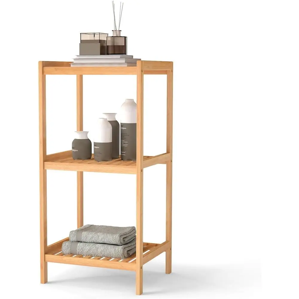 3-Tier Bamboo Shelf Freestanding - Space-Saving Bathroom Standing Shelf & Plant Stand, 3 Shelf Bookcase for Kitchen, Living Room
3-Tier Bamboo Shelf Freestanding - Space-Saving Bathroom Standing Shelf & Plant Stand, 3 Shelf Bookcase for Kitchen, Living Room