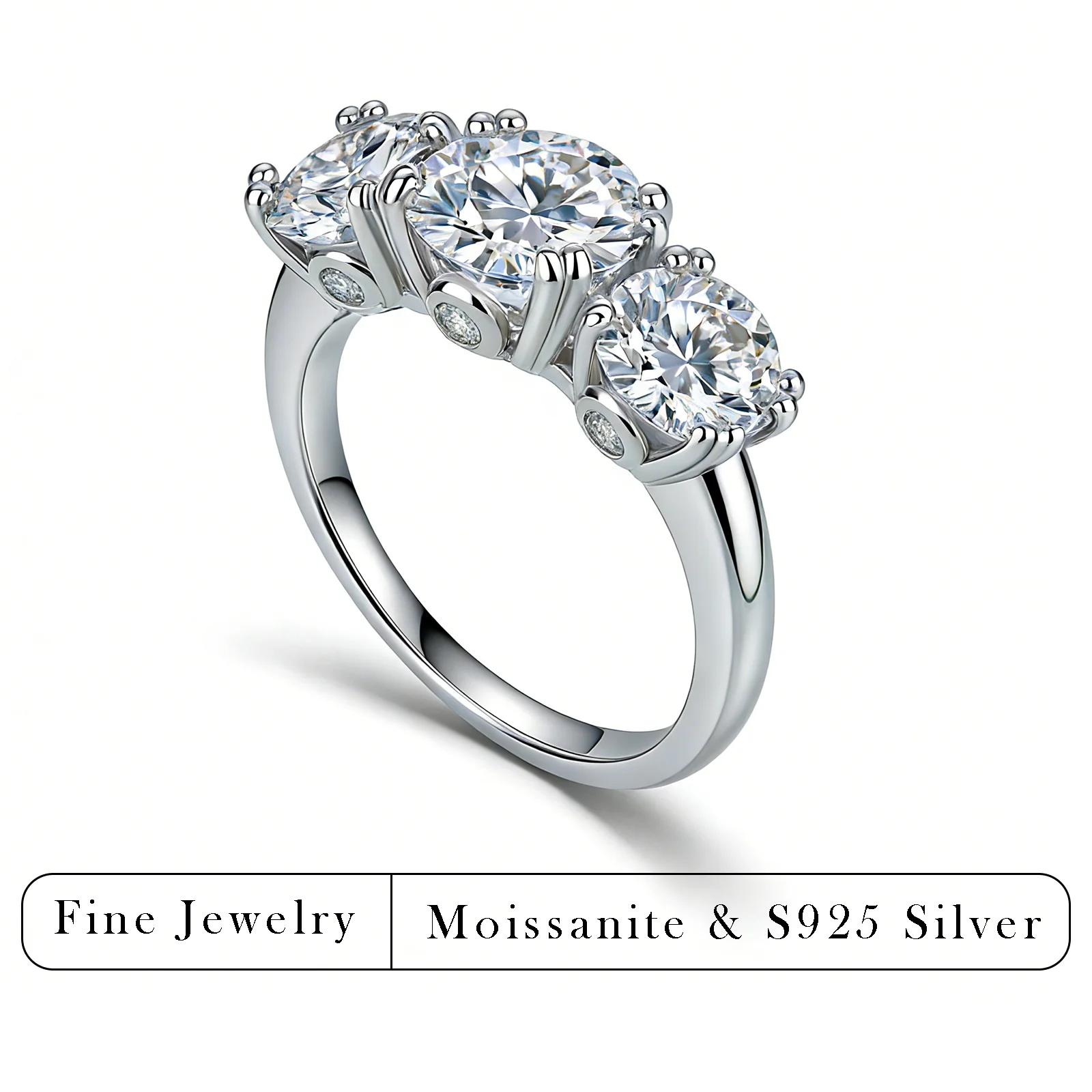4.2 CTW S925 Silver Three-Stone Full Moissanite Ring with Two-Tone Option — Past, Present & Future Anniversary Gift for Her
4.2 CTW S925 Silver Three-Stone Full Moissanite Ring with Two-Tone Option — Past, Present & Future Anniversary Gift for Her