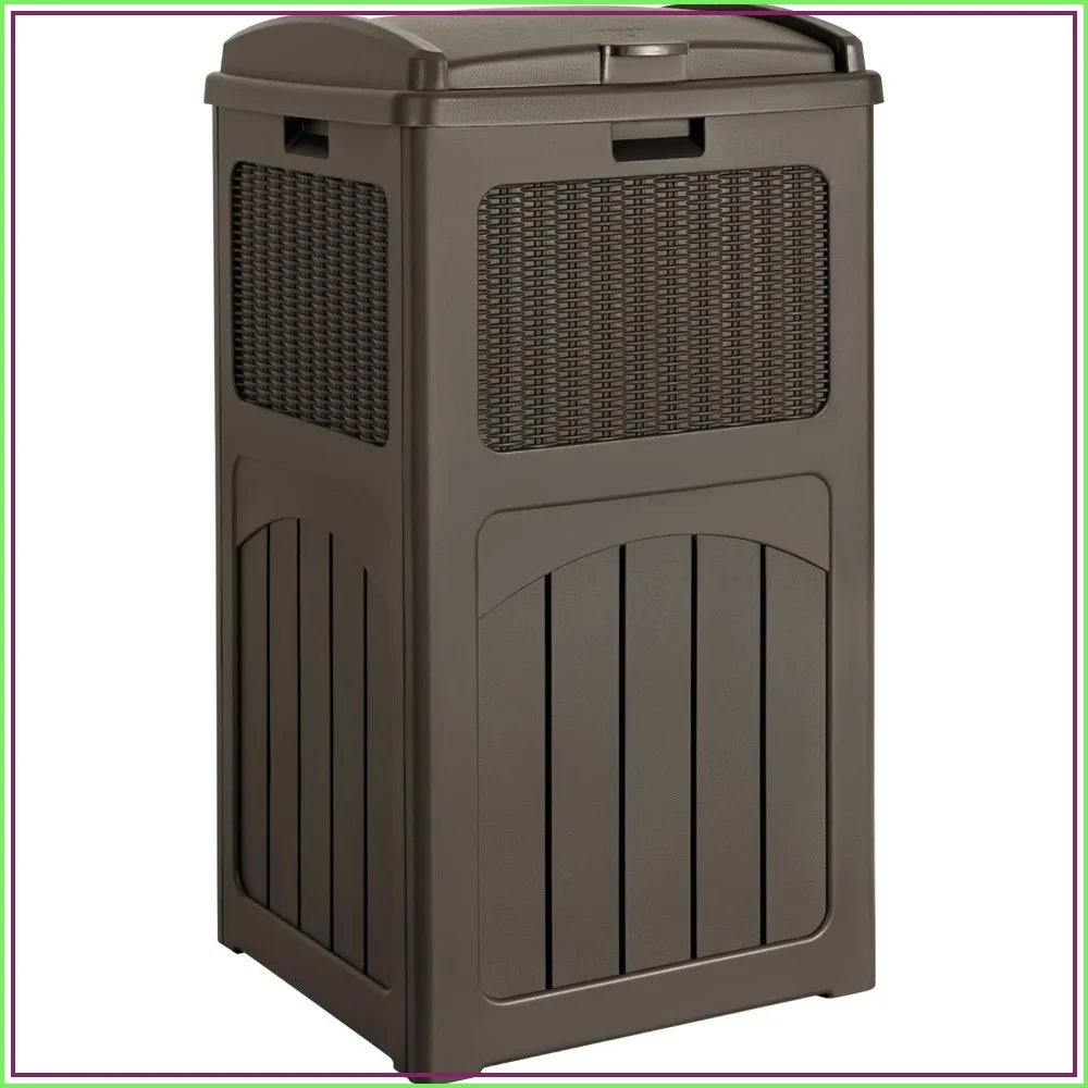 33 Gallon Outdoor Trash Can with Tiered Lid, Waterproof Resin Hideaway Garbage Bin for Patio, Pool, Backyard, Deep Brown
33 Gallon Outdoor Trash Can with Tiered Lid, Waterproof Resin Hideaway Garbage Bin for Patio, Pool, Backyard, Deep Brown